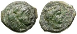 Ancient Coins - Sicily. Thermai Æ15 / Herakles & Hera
