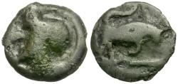 Ancient Coins - Ancient France. Celtic Gaul. Turones Tribe Potin / Bull