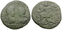 Ancient Coins - Septimius Severus (AD 193-211) with Julia Domna. Marcianopolis. Moesia Inferior. Flavius Ulpianus, legatus consularis Æ26 / Kybele