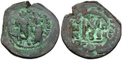 Ancient Coins - *Sear 805* Byzantine Empire. Heraclius (AD 610-641) with Heraclius Constantine Æ Follis