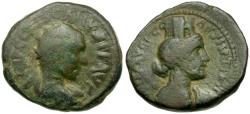 Ancient Coins - Trebonianus Gallus (AD 251-253). Samaria. Caesarea Maritima Æ22 / Tyche