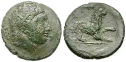Ancient Coins - Sicily. Syracuse. Agathokles (317289 BC) Æ Litra / Lion