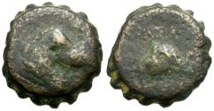 Ancient Coins - Seleukid Kings. Demetrios I Soter (162-150 BC) Serrate Æ15  / Elephant