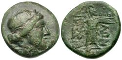 Ancient Coins - Thessaly. Thessalian League. Hippolochos, magistrate Æ21 / Athena