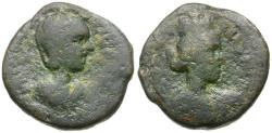 Ancient Coins - Herennia Etruscilla (AD 249-251). Samaria. Caesarea Maritima Æ20 / Lindgren Plate Coin