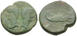 Ancient Coins - Augustus (27 BC-AD 14) with Agrippa. Gaul. Nemausus (Nimes) Æ Dupondius / Crocodile