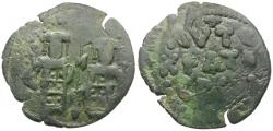 Ancient Coins - *Sear 2440* Byzantine Empire. Andronicus II Palaeologus (AD 1282-1328) with Michael IX Æ Assarion