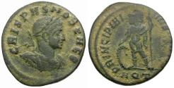 Ancient Coins - Crispus, Caesar (AD 317-326) Æ3 / Crispus in Military Dress