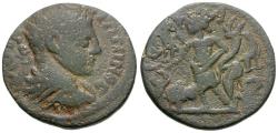 Ancient Coins - Elagabalus (AD 218-222). Seleucis and Pieria. Raphanea Æ23 / Genius