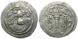 Ancient Coins - Sasanian Empire. Peroz (AD 459-484) Contemporary Imitative AR Drachm / Fire Altar