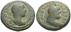 Ancient Coins - Severus Alexander (AD 222-235). Arabia. Bostra Æ20 / Bust of Zeus Ammon