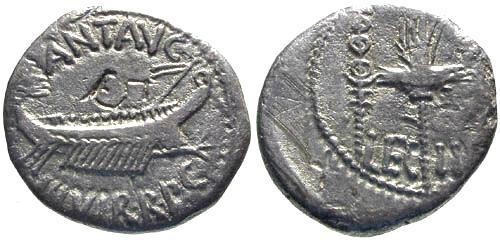 Ancient Coins - aVF/aVF Mark Antony Legionary Denarius / Legion II