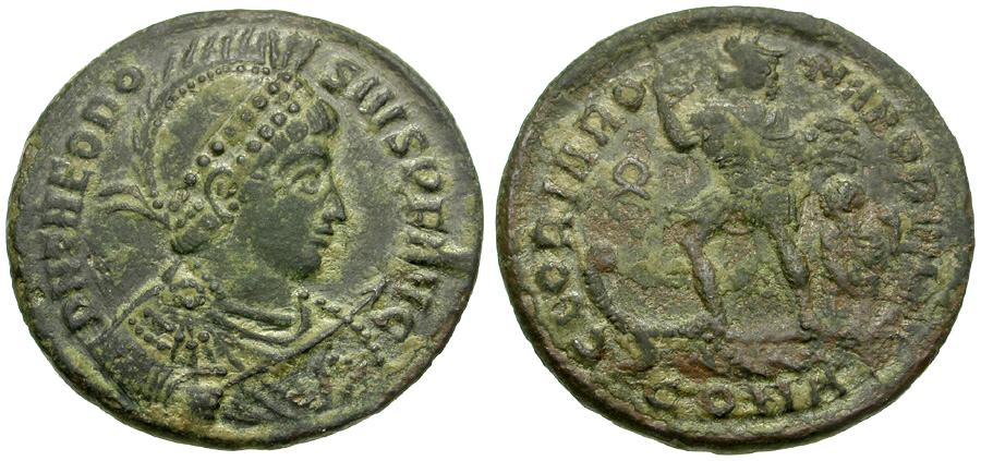 Theodosius I (AD 379-395) Æ Maiorina / Emperor on Galley