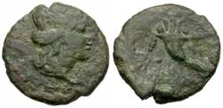 Ancient Coins - Sicily. Aitna under Roman Rule Æ Hexas / Cornucopia