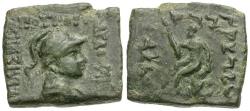 Ancient Coins - Baktria. Indo-Greek Kingdom. Agathokleia (105-80 BC) Æ20 / Herakles