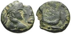 Ancient Coins - Caracalla (AD 198-217). Mesopotamia. Carrhae Æ14 / Crescent and Star