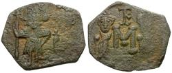 Ancient Coins - *Sear 1110* Byzantine Empire. Constans II (AD 641-668) with Constantine IV Pogonatus (AD 668-685) Æ Follis
