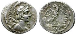 Ancient Coins - 57 BC - Roman Republic. M. Plaetorius M.f. Cestianus AR Denarius / Eagle