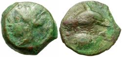 Ancient Coins - Sicily. Syracuse. Dionysios I (405-367 BC) Æ17 / Dolphin