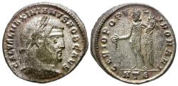 Ancient Coins - Galerius, as Casear (AD 293-305) Æ Silvered Follis / Genius