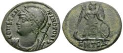 Ancient Coins - Constantine I the Great (AD 310-337). Constantinopolis Commemorative Æ3 / Victory on Prow
