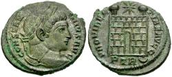 Ancient Coins - Constantine I the Great (AD 306-337) Silvered Æ3 / Camp Gate