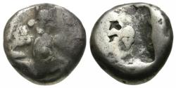 Ancient Coins - Persian Empire. Achaemenids. Time of Xerxes II - Artaxerxes II (420-375 BC) AR Siglos / Helmet Symbol