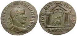 Ancient Coins - Philip I (AD 244-249). Cyrrhestica. Cyrrhus Æ28 / Temple