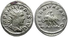 Ancient Coins - Philip I (AD 244-249) AR Antoninianus / Elephant