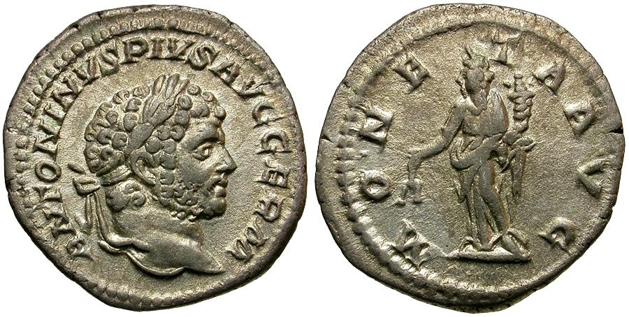 Caracalla (AD 198-217) AR Denarius / Moneta | Roman Imperial Coins
