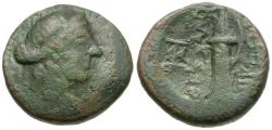 Ancient Coins - Macedon. Thessalonica Æ17 / Bow and Quiver