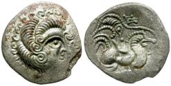 Ancient Coins - Ancient France. Celtic Gaul. Channel Isles. Coriosolite Billon Stater / Horse