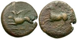 Ancient Coins - Sicily. Syracuse. Dionysos II (375-344 BC) Æ23 / Griffin