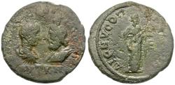 Ancient Coins - Gordian III (AD 238-244) with Serapis. Moesia Inferior, Dionysopolis Æ27 / Hygieia