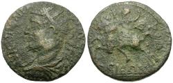 Ancient Coins - Gallienus (AD 253-268). Caria. Aphrodisias Æ26 / Emperor on Horseback