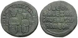 Ancient Coins - *Sear 1730* Byzantine Empire. Leo VI the Wise (AD 886-912) with Alexander Æ Follis