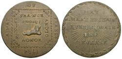 World Coins - Great Britain. Middlesex. Political and Social Series. Copper Halfpenny / Map of France