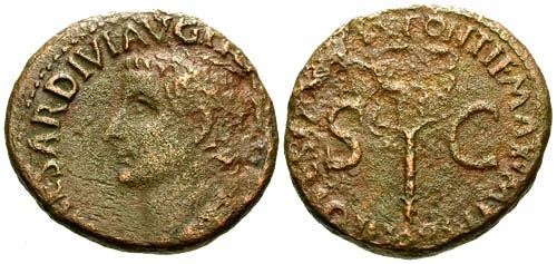 Ancient Coins - gF+/F Tiberius AE AS / Winged Caduceus