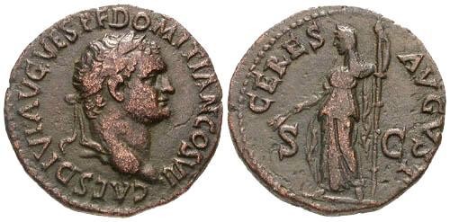 Ancient Coins - VF/VF Domitian as Caesar Dupondius / Ceres