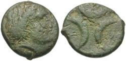 Ancient Coins - Bruttium. Kroton Æ22 / Three Crescents
