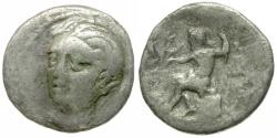 Ancient Coins - Thessaly. Skotussa AR Hemidrachm / Poseidon