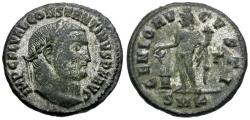Ancient Coins - Constantine I the Great (AD 310-337) Silvered Æ Follis / Genius