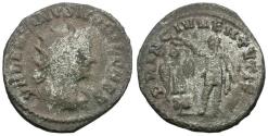Ancient Coins - Valerian II, Caesar (AD 256-258) AR Antoninianus / Valerian crowning Trophy