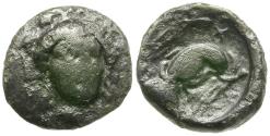 Ancient Coins - Euboia. Chalkis Æ14 / Eagle