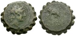 Ancient Coins - Seleukid Kings. Antiochos VI Dionysos (144-142 BC) Æ21 Serrate / Elephant