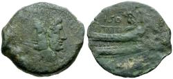 Ancient Coins - 90 BC - Roman Republic. L. Calpurnius Piso Frugi Æ AS / Victory on Prow