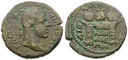 Ancient Coins - Gallienus (AD 253-268). Bithynia. Nikaia Æ25 / Agonistic Urns on Table