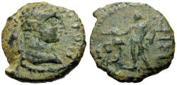 Ancient Coins - Elagabalus (AD 218-222). Coele-Syria. Heliopolis Æ17 / Hermes