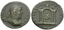 Ancient Coins - Trebonianus Gallus (AD 251-253). Seleucis and Pieria. Antiochia ad Orontem Æ29 / Tyche in Tetrastyle Temple