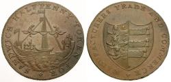 World Coins - Great Britain. Kent. Sandwich. Thomas Bundock Copper Halfpenny / Ship